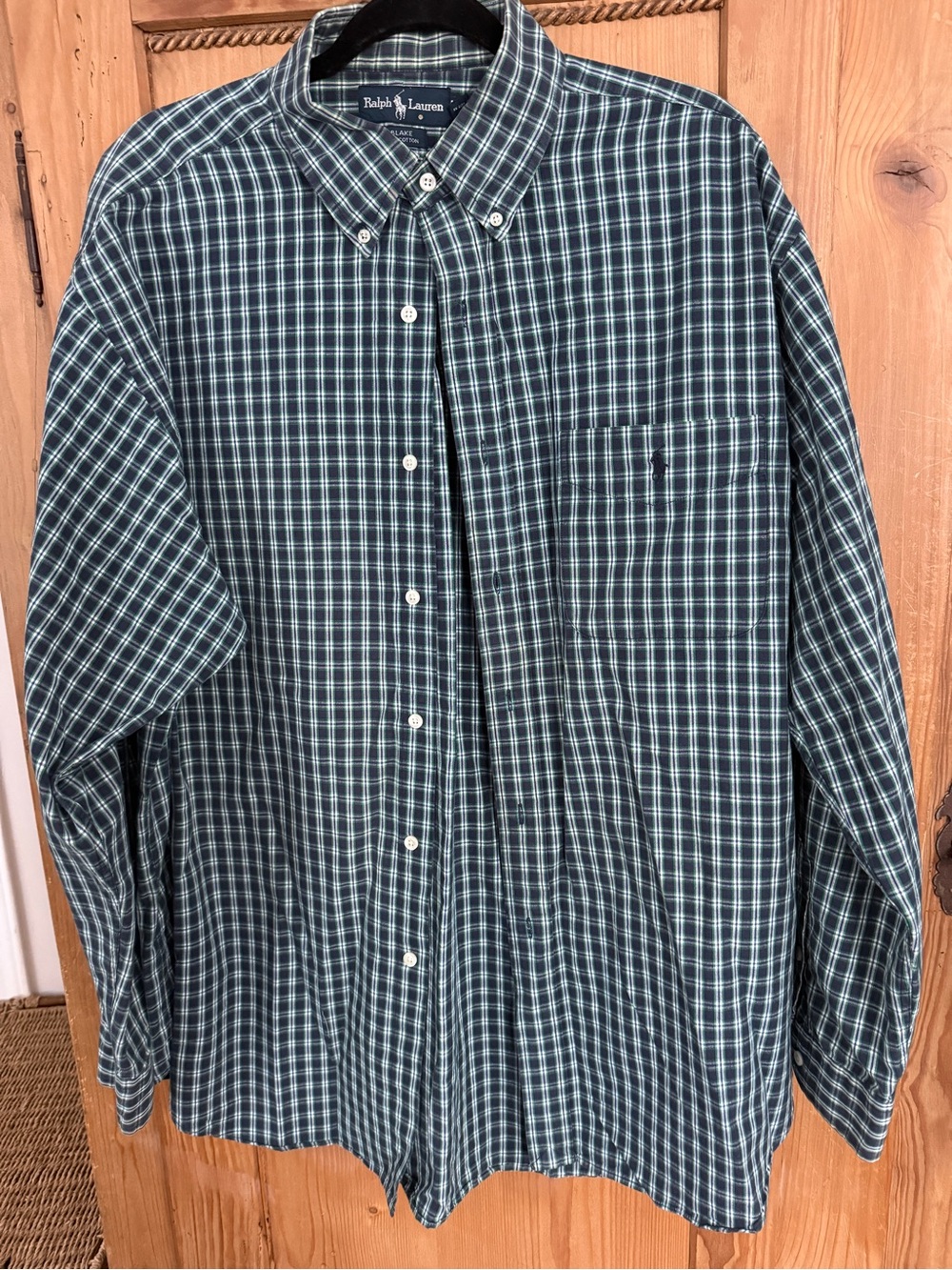 Ralph Lauren Men’s Blue and Green Plaid Button-Down Shirt